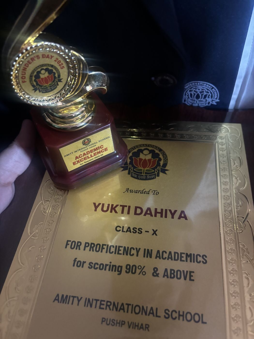 Academic Excellence trophy and certificate, Founder's Day 2025