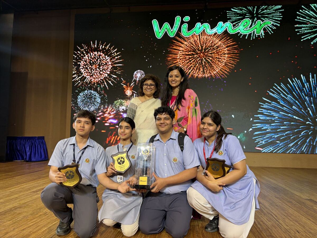 Winning team on stage