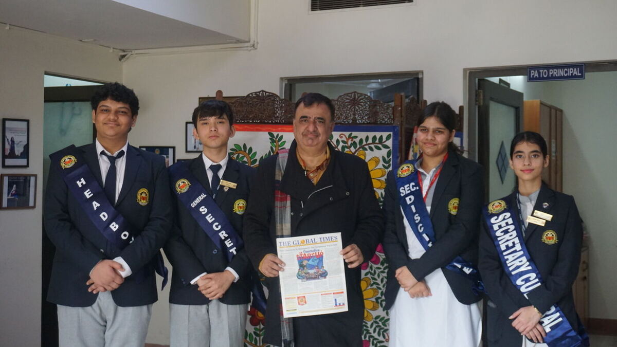 Student council team with the principal