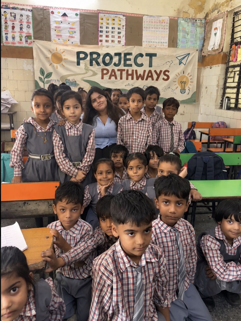 With students in a government school classroom under the Project Pathways banner